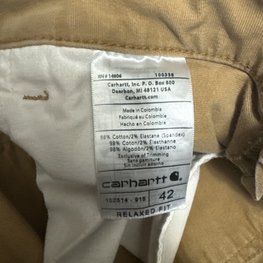 Carhartt Shorts Mens 42 Fits 40 Faded Khaki Carpenter Distressed Grunge 102514 - Picture 6 of 16